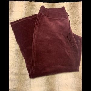 Maroon velour sweat pants